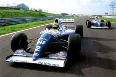 Senna i Hill prezentuj dziennikarzom FW16, stycze 1994 r., Estoril